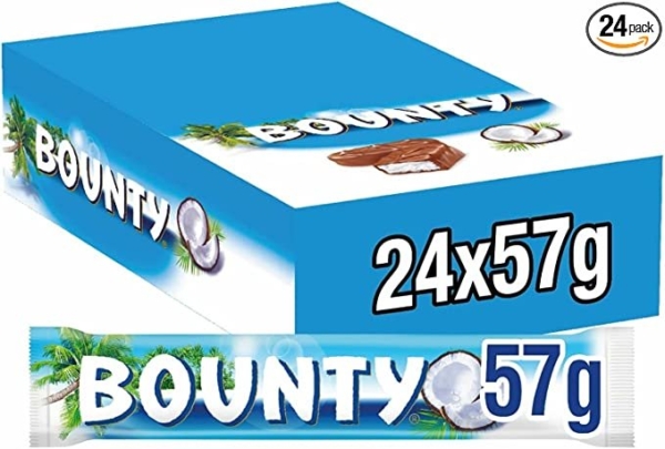 Bounty Coconut Milk Chocolate Duo Bar - Pack of 24 x 57G