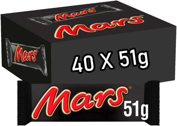 MARS Chocolate Bars, Pack of 40 x 51g x 108